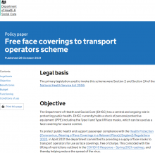 Free Face Coverings To Transport Operators Scheme - GOV UK
